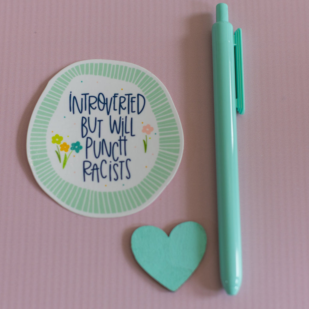 Punch Racists Funny Glossy Waterproof Sticker