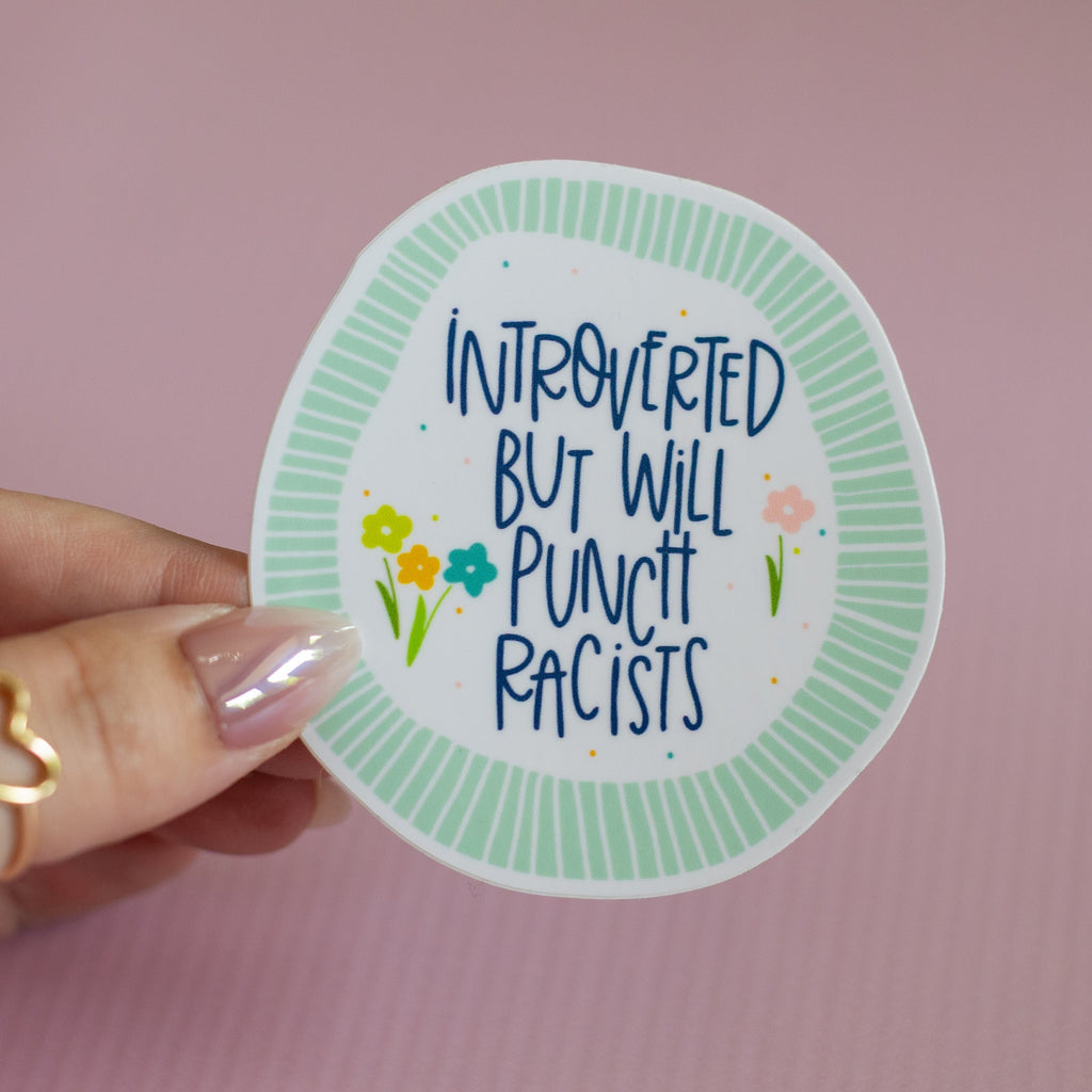 Punch Racists Funny Glossy Waterproof Sticker